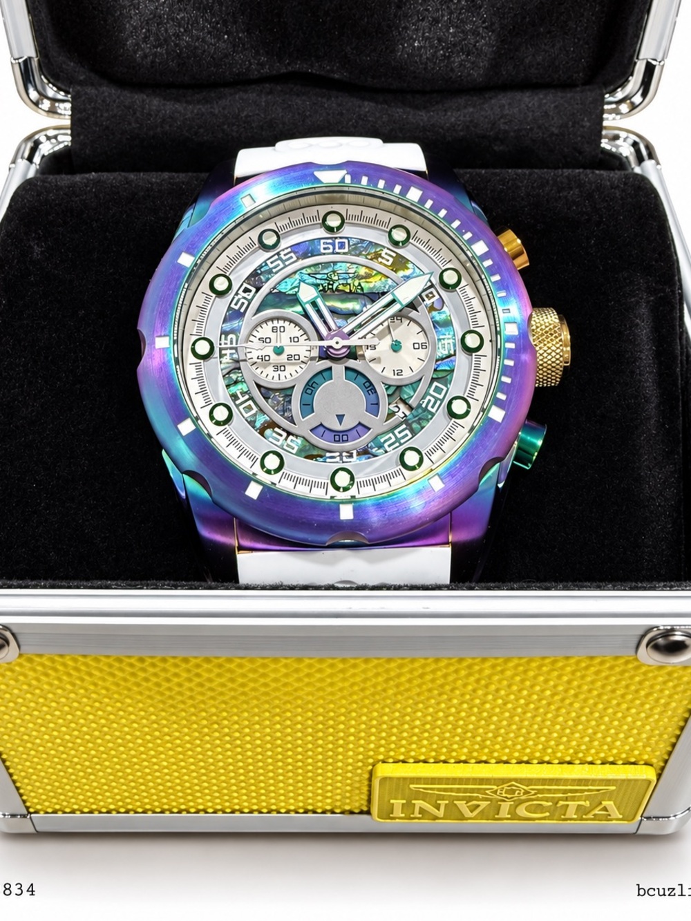 Invicta Speedway Nacrite 69834 Men’s 50mm Iridescent Watch White Strap w/ Case